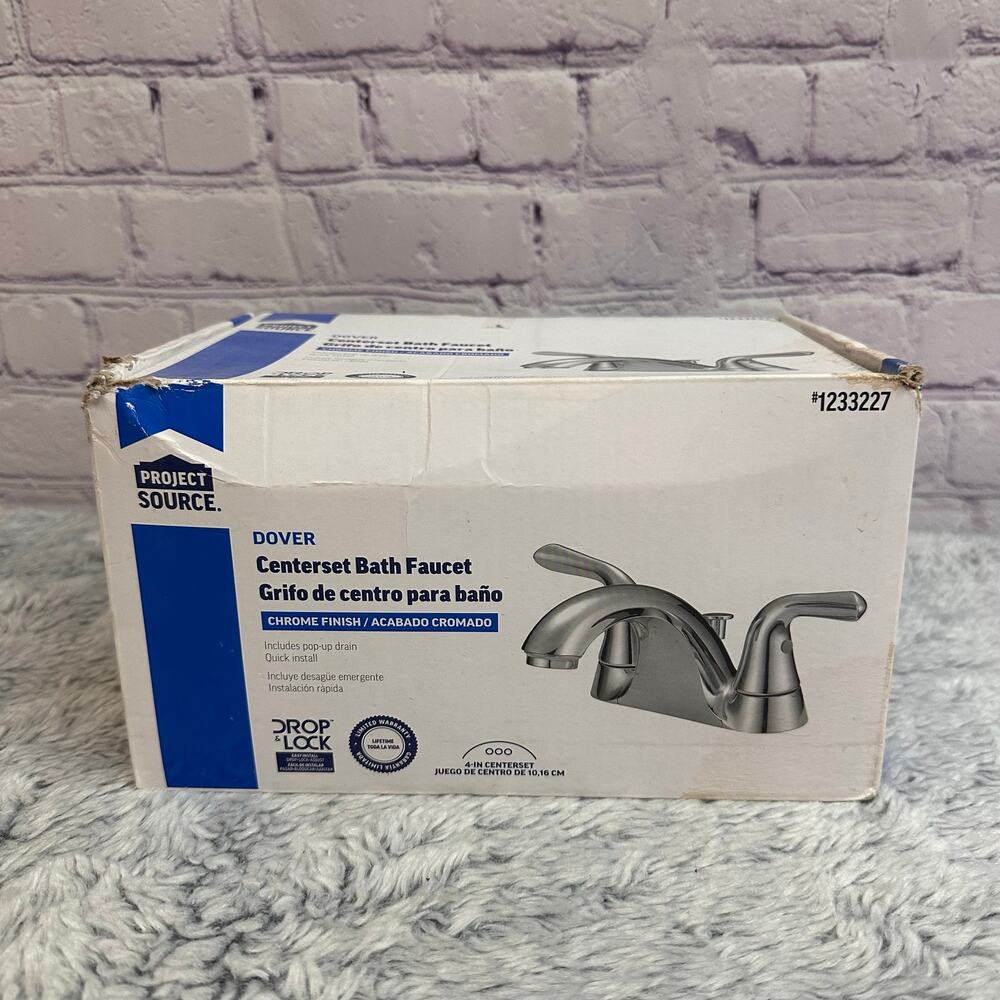 Project Source Dover Center Set Bath Faucet Silver #123327 New In Box